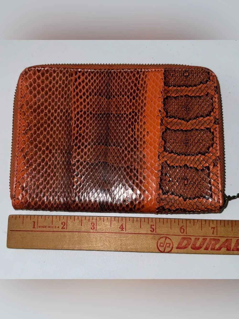 By Beirn Orange Genuine Leather Snakeskin Wristlet Wallet NWOT!